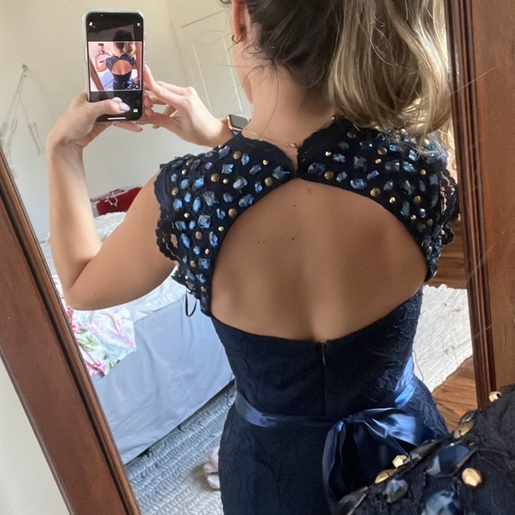 Prom / wedding guest Nightway navy blue gown - Picture 3 of 5